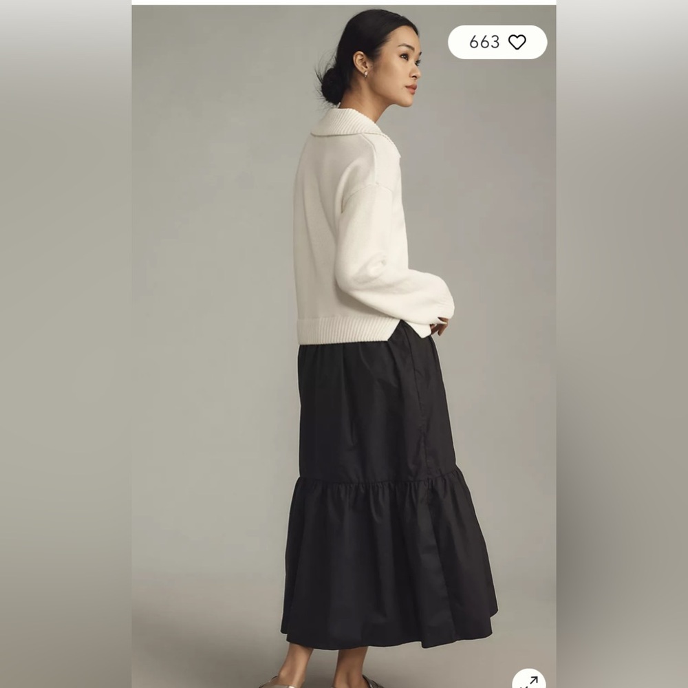 NWT English Factory Long-Sleeve Polo Twofer Midi Dress Sz L - Picture 3 of 9